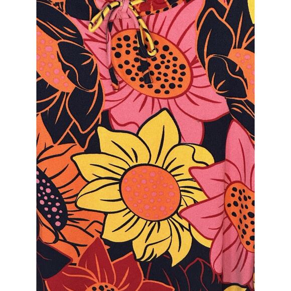 G.I.L.I. Brushed Jersey Hooded Sweatshirt Sweater Multi Floral Bright Bold XS - Picture 3 of 6